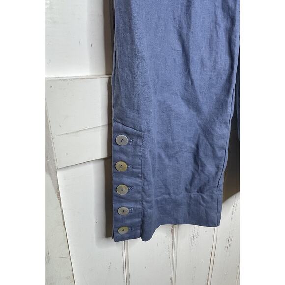 John Mark Blue Wide Leg Linen Pants Coastal Lagenlook Beachy Nautical Vacation S - Picture 3 of 6